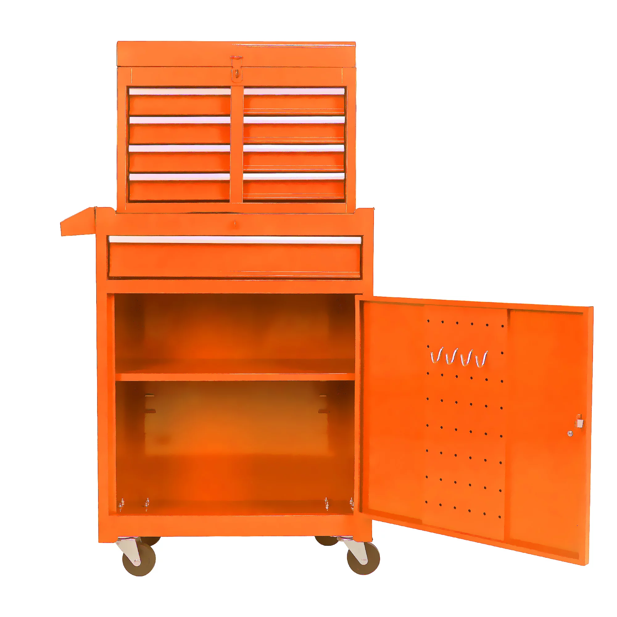 Aukfa Tool Chest, 2 in 1 Steel Rolling Tool Box & Cabinet On Wheels for Garage, 8-Drawer, Blue