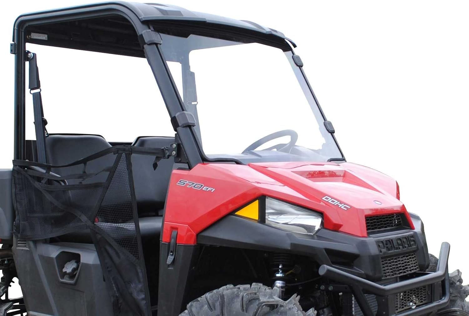 SuperATV Full Windshield for 2015-2021 Polaris Ranger Midsize 570 / Crew | 2017+ Ranger Midsize 500 / ETX | 1/4" Thick Clear Scratch Resistant Polycarbonate 250X Stronger than Glass | USA Made!