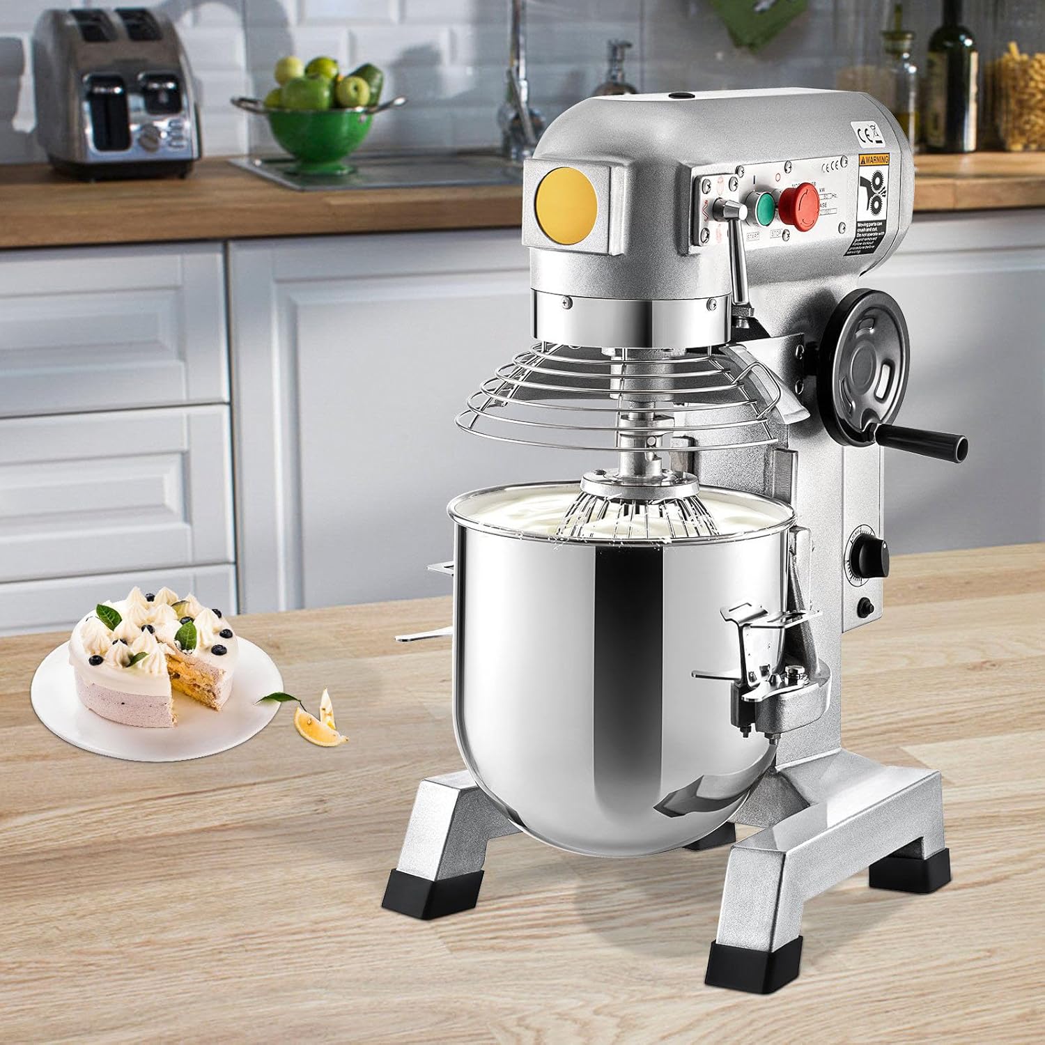 Heavy Duty 15Qt Commercial Food Mixer with Timing Function, 500W Stainless Steel Bowl, 3 Adjustable Speeds - Dough Hook Whisk Beater Included - Perfect for Bakery Pizzeria