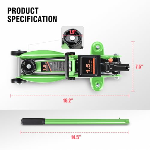 DNA MOTORING Floor Jack 3 Ton (6000 lbs) Capacity, Fast Lift Service Jack Low Profile Steel Heavy Duty Hydraulic Car Jack, Lifting Range 3"-20", Black, TOOLS-00475-BK