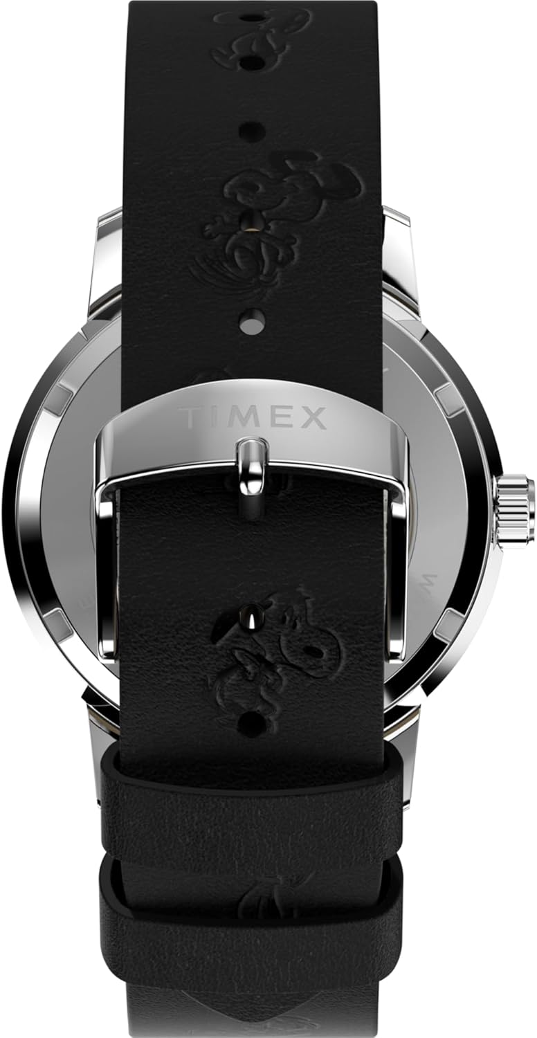 Timex Men's Marlin Automatic Peanuts Sketch 40mm Watch - Black Strap Silver-Tone Dial Stainless Steel Case