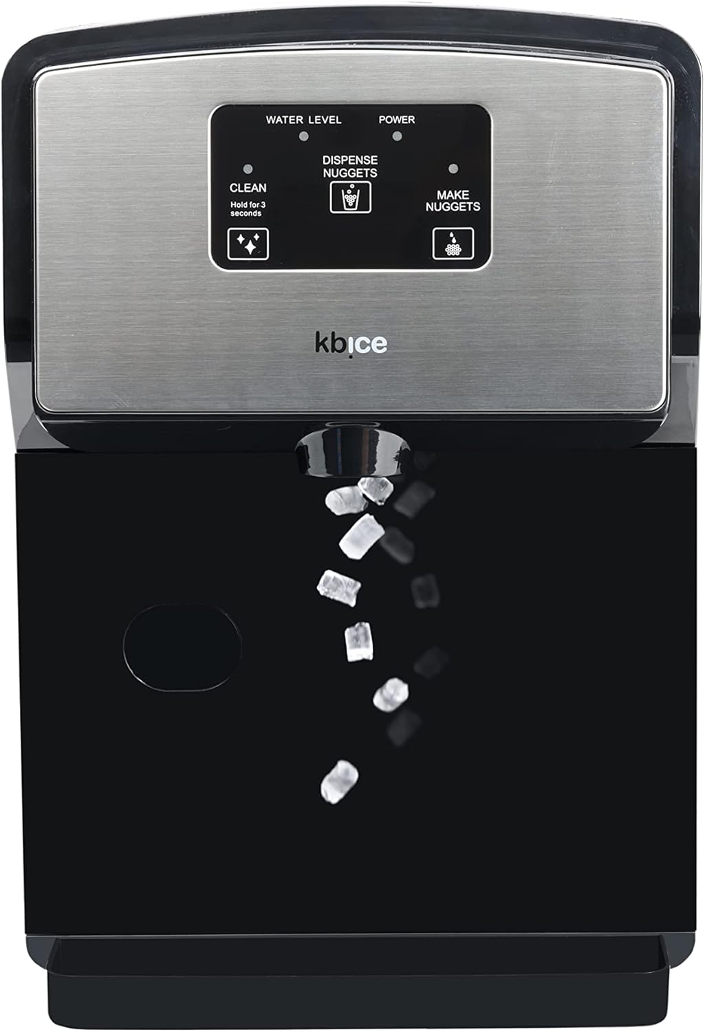 KBice Self Dispensing Countertop Nugget Ice Maker, Crunchy Pebble Sonic Ice Maker's Produces Max 30 lbs of Nugget Ice per Day, Stainless Steel Display Panel