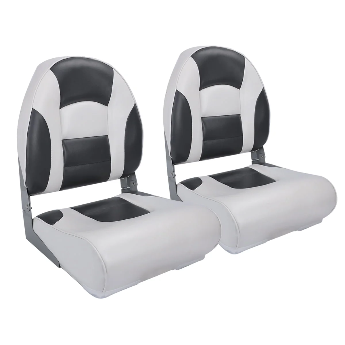 NORTHCAPTAIN S1 Pro Premium High Back Folding Boat Seat,Stainless Steel Screws Included,Charcoal/Black(2 Seats)