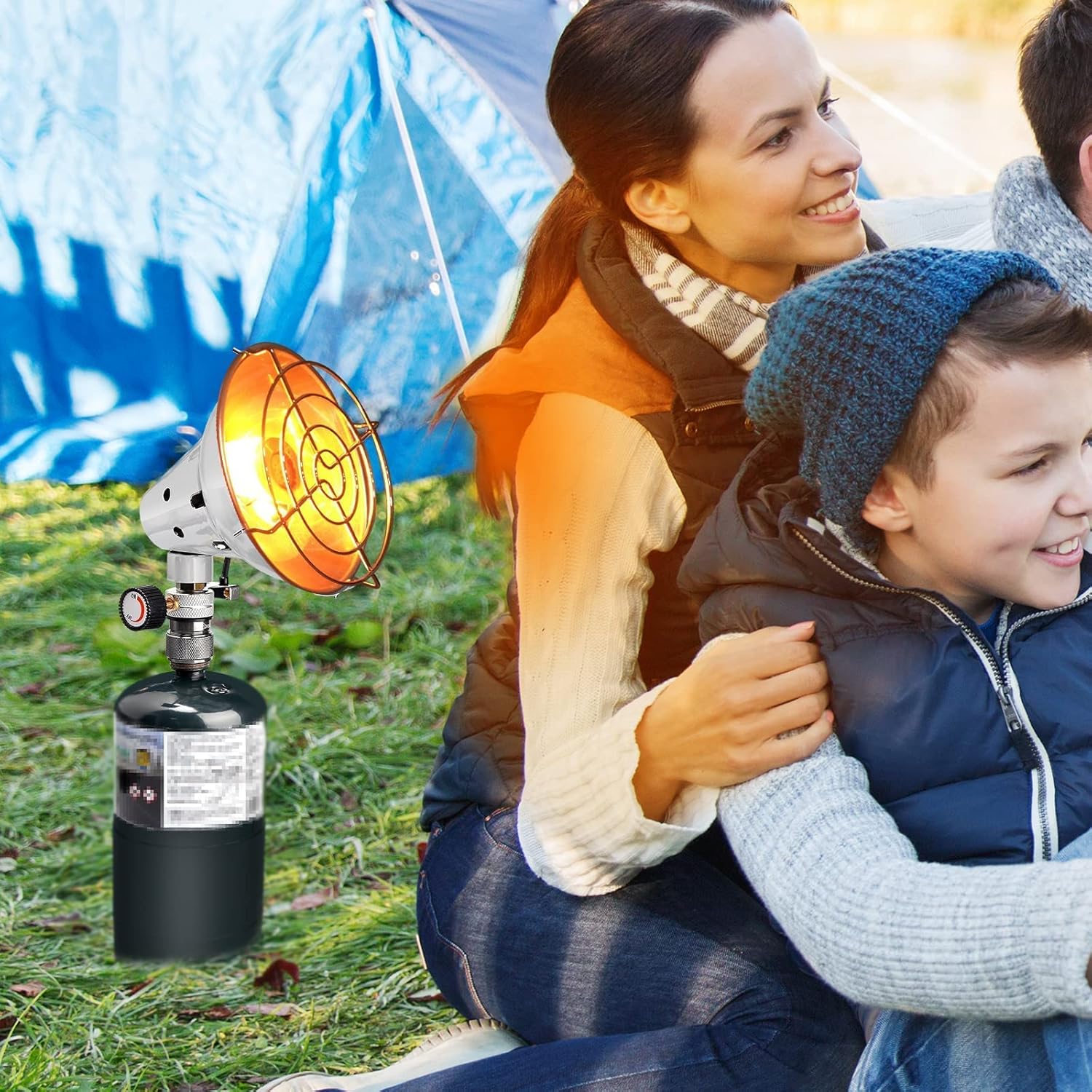 HEYPORK Outdoor Propane Butane Heater Stove,Portable Lightweight Warmer Heated Applicable to Gas Tank with Piezo Ignition Control Valve Warmth Tent Patio Camping Traveling Ice-Fishing Mini Heating