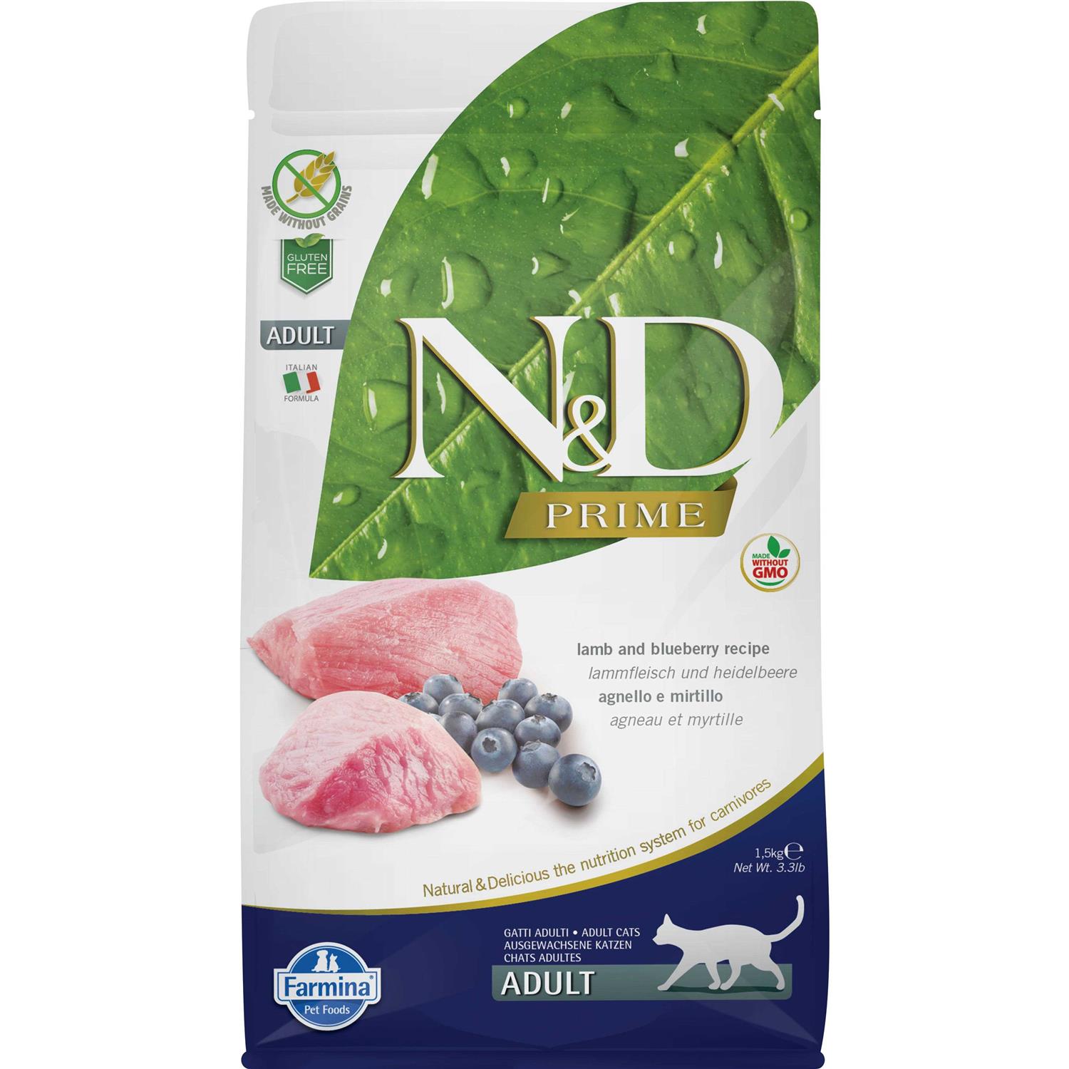 Farmina N&amp;D Prime Grain Free Cat Dry Food Lamb &amp; Blueberry - Pet Supplies online store