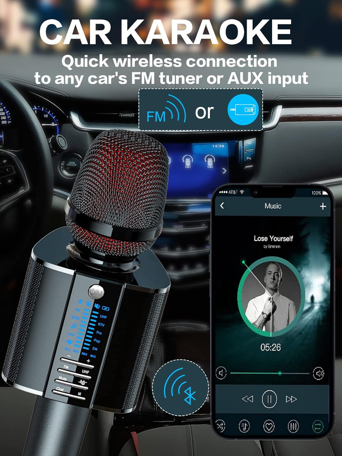 BONAOK Karaoke Microphone,2022 Version Bluetooth Wireless UHF Karaoke Mic Speaker, Portable Handheld Karaoke Machine Compatible with Car/Phones/PC G20 Black