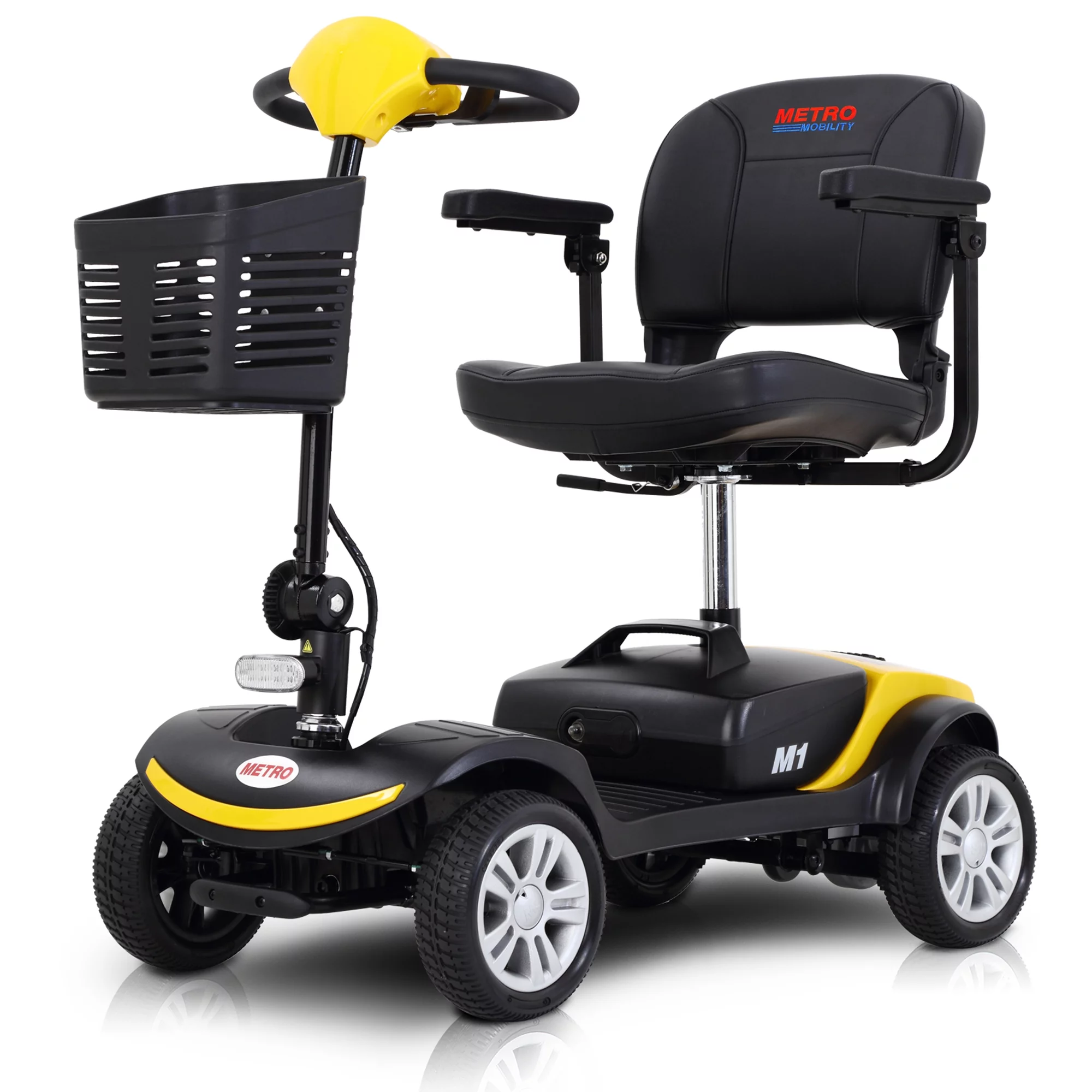 BTMWAY Mobility Scooter, 4 Wheels Electric Scooter for Seniors, Compact Folding Travel Mobility Scooters for Adult, Transformer Mobility Scooter with Swivel Seat, Front and Rear LED Light, Silver