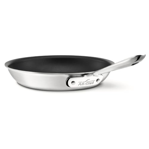 All-Clad D5 5-Ply Brushed Stainless Steel Fry Pan 8 Inch Induction Oven Broiler Safe 500F Pots and Pans, Cookware Silver