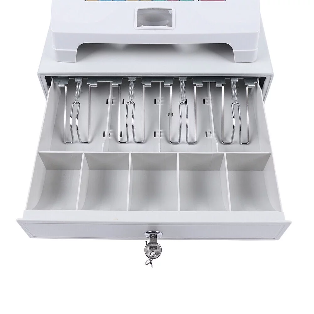 ZhdnBhnos Commercial Electronic Cash Register 48 Keys POS System Casher Digital LED Display W/ Drawer For Supermarket Restaurant Bar Shop Store Retail