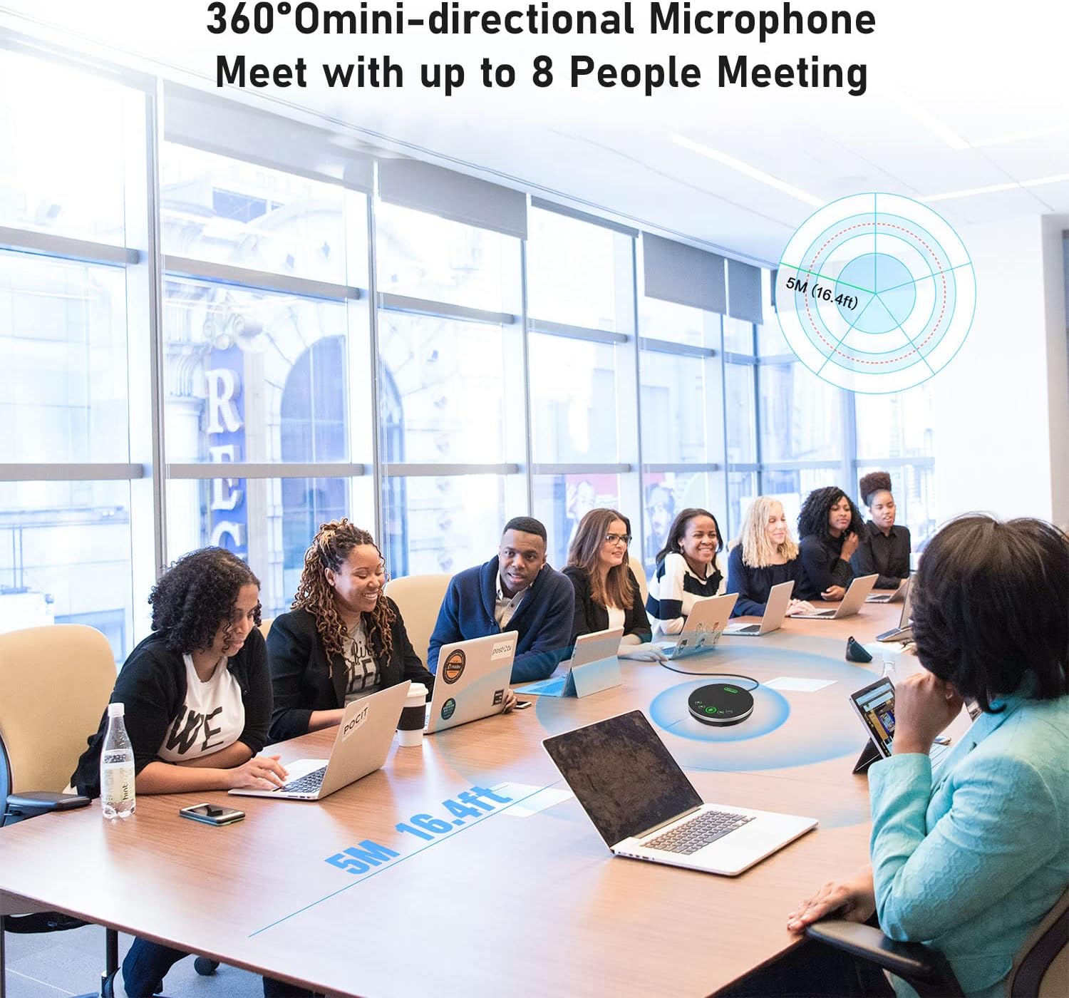 TONGVEO USB Speakerphone Conference Microphone,M3 Conference Speaker Built-in Full Duplex 360°Voice Pickup 4 AI Microphones Noise Cancellation Mics for Video Conference,Gaming,Chatting,Skype…