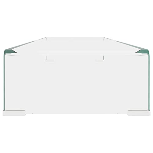 TV Stand/Monitor Riser Glass Clear 39.4"x11.8"x5.1",Clear Glass TV Stand with Tempered Glass Construction for SpaceSaving and Comfortable Viewing Experience 39.4" x 18" x 5.1" Furniture for TV & Media