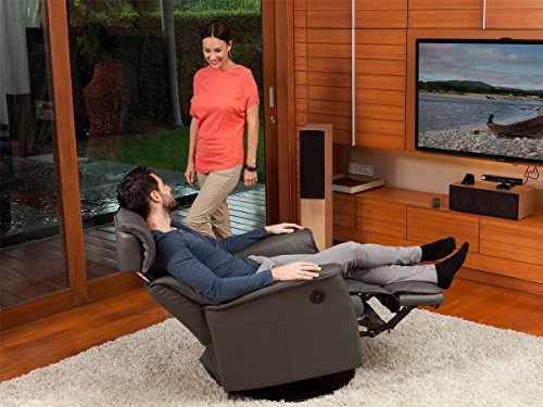 IMG Boss Large RG 387 Leather Relaxer Recliner Swivel Glider Chair - Manual Recline Trend Pebble Leather -