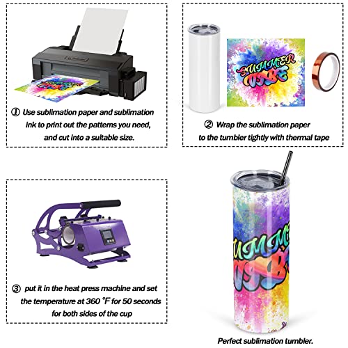 50 Pack Sublimation Tumblers Bulk 20 oz Skinny Straight，Stainless Steel Sublimation Blanks Skinny Tumbler Cups White, Individually Boxed