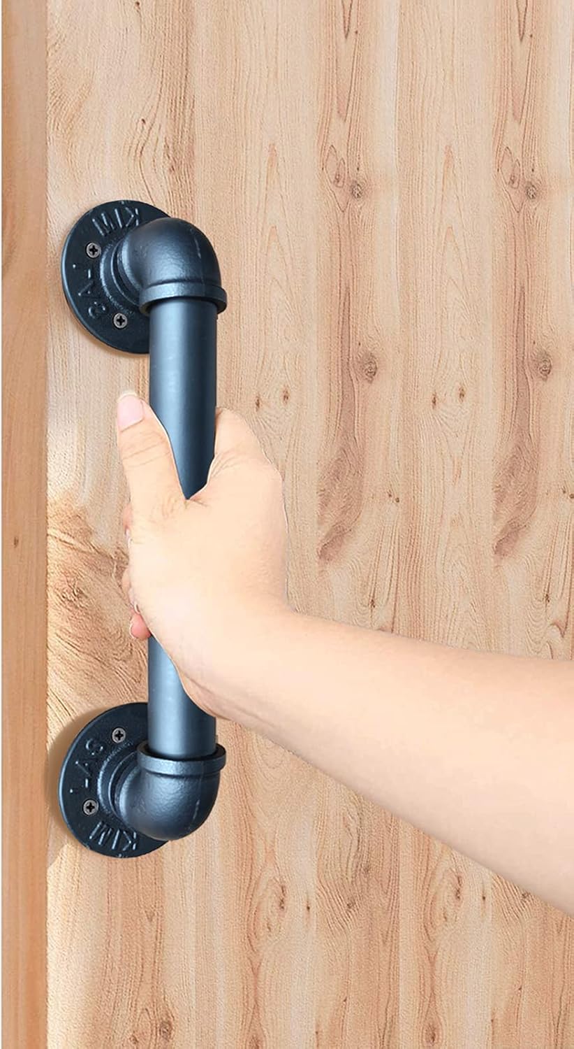 KaBenGo Hand Railings for Stairs Metal Pipe Staircase Handrail Wall Mount Decoration Rail for Outdoor & Indoor Steps Baluster Complete Kit/Easy to Install Banister (Satin Black) (3ft), 3 Feet