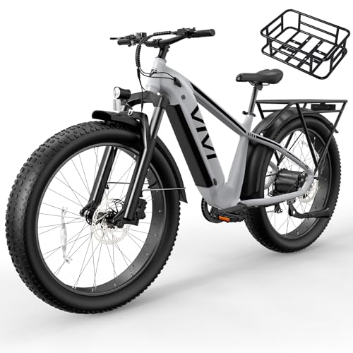 Vivi ACE01 Electric Bike for Adults, 26" x 4.0 Fat Tire Ebike, 1475W Peak Motor Torque Sensor Electric Mountain Bike, 25MPH Electric Bicycle with 48V 15AH Battery, Hydraulic Brake, UL 2849 Certified