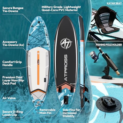 11'6"x35" Inflatable Paddle Board, 450lbs Extra Wide Stand Up Paddleboard for Adults with Premium SUP Accessories Kit & Backpack, Blow Up Kayak Non-Slip Stable Deck Boat for Yoga Fishing Surf