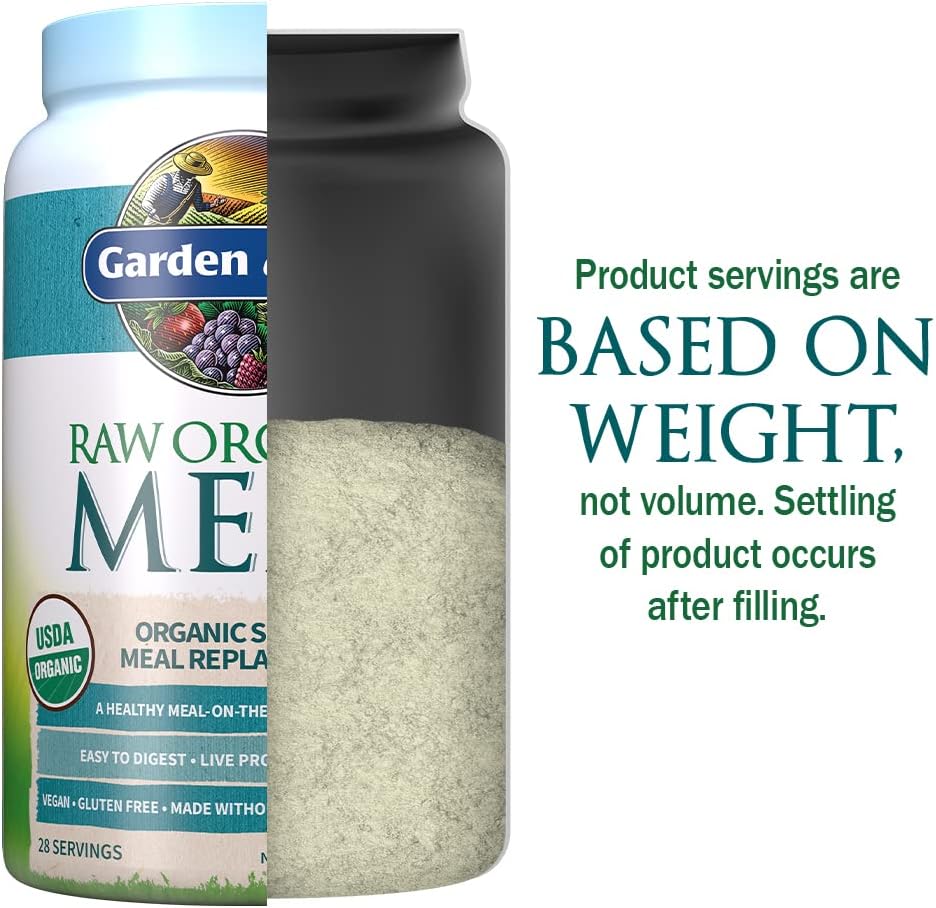 Garden of Life Meal Replacement - Organic Raw Plant Based Protein Powder, Lightly Sweet, Vegan, Gluten-Free, 36.6oz (2lb 5oz/1,038g) Powder Pack of 2