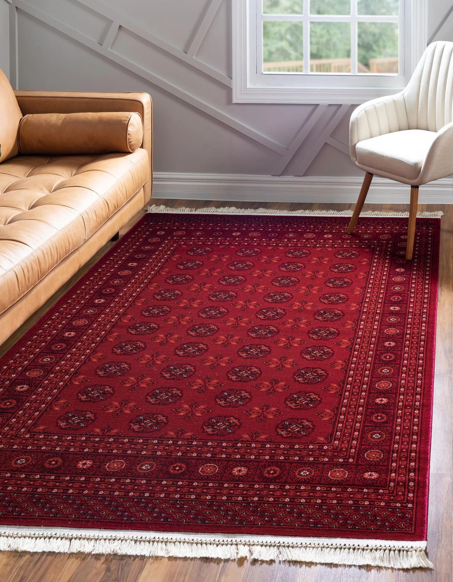 Rugs.com Bokhara Collection Rug – 7' x 10' Red Low Rug Perfect For Bedrooms, Dining Rooms, Living Rooms