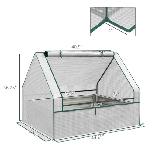 Mini Greenhouse - Garden Bed with Greenhouse Cover - Indoor Outdoor Pop Up Greenhouse with High Strength PE Cover and Roll-up Window - House Plant Protecting Plant from Sun, Rain, and Birds - White