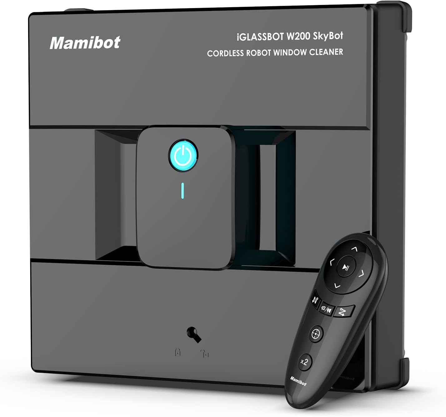 Mamibot W200 SkyBot Window Cleaning Robot, Automatic Cordless Window Washing Robot, Glass Cleaning Robot with Remote, Up to 90mins Working Time, Suitable for Indoor/Outdoor/High Windows, Black