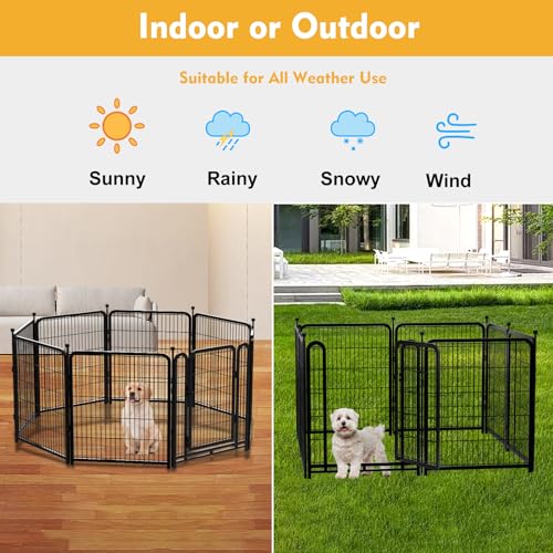 Tall Garden Fence, 32in(H) Dog Fence Outdoor for Yard. 12 Panels Total 27Ft(L) No Dig Fence, Suitable for Indoor or Outdoor Use Play Pens for Puppys, Large Dog Pen, Rabbit Fence for Garden
