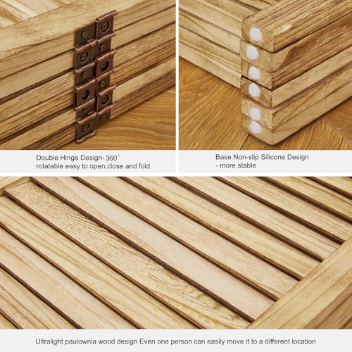 Room Divider with Shelves, 5.6 Ft Tall Folding Wood Screen with Double Hinges for Home Office Bedroom Hotel Decoration (6 Panels, Brown)