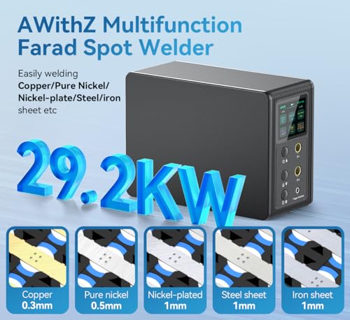 14.6 KW Capacitor Battery Spot Welder, AWithZ Spot Welder, 2-in-1 Automatic & Foot Pedal Two Modes Battery Farad Welding Equipment for 18650/LiFePO4 Lithium Battery Pack Building (P20B)