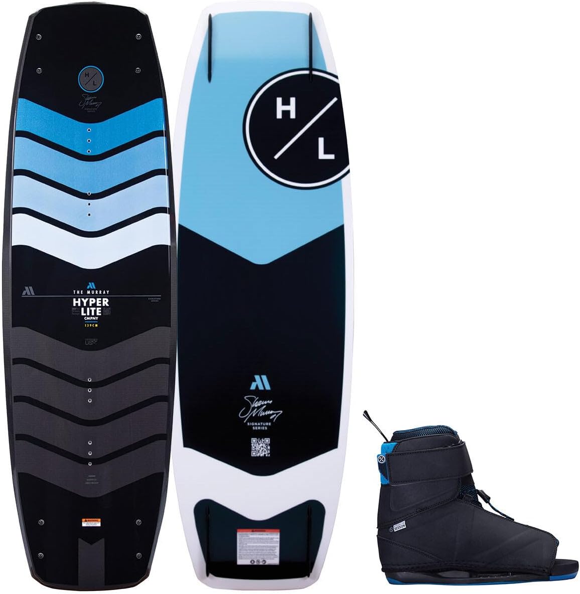 Hyperlite Murray Pro Mens Wakeboard 134 W/Session Bindings Black/Yellow 134cm/(7-10.5)