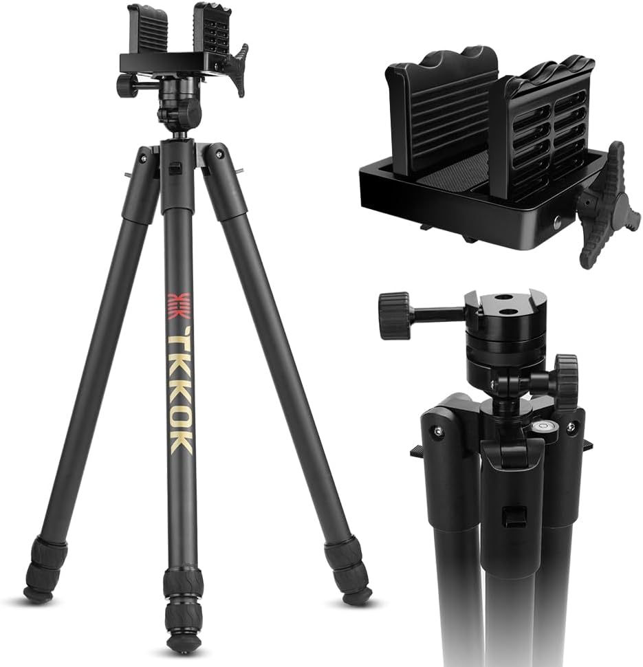 TKKOK D360 pro Hunting Tripods with Aluminum 360 Degree Ball Head, Adjustable Legs, for Hunting Shooting Tripod
