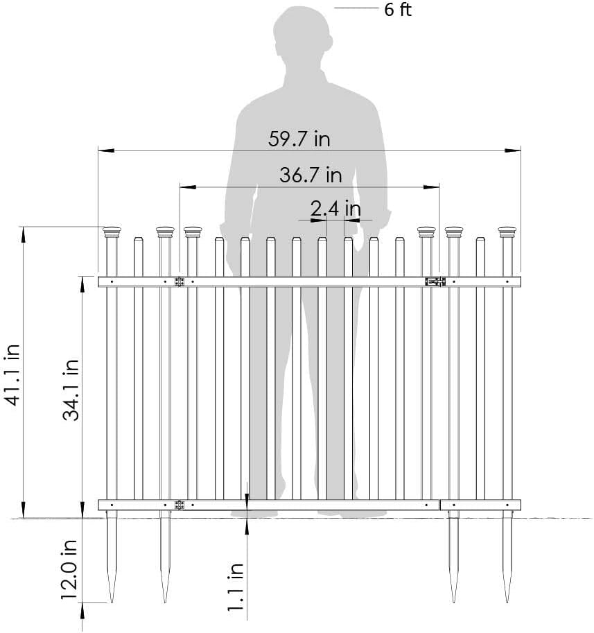 Zippity Outdoor Products ZP19026 Lightweight Portable Vinyl Picket Fence Kit w/Metal Base(42" H x 92" W), White & ZP19071 Burbank Vinyl Fence Gate, White