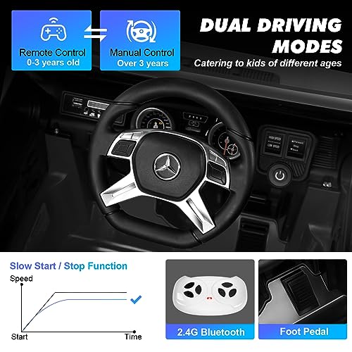 JOYLDIAS Licensed Mercedes-Benz G650S Ride On Car for Kids, 12V7AH Kids Ride On Truck with 2.4Ghz Remote Control, 3 Speeds, Bluetooth,Music,LED Lights, Spring Suspension, Blue