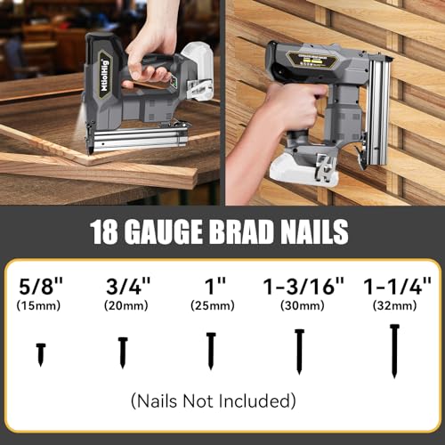Cordless 18GA Brad Nailer for Dewalt 20V Max, 18 Gauge Nail Gun with 1000 Nials for Wood Carpentry, Brushless, 2 Mode, 5/8 to 1-1/4 Inch, Tool Only