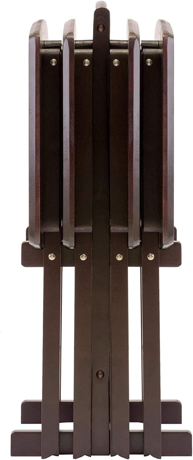Folding Wooden Tray Table Portable, Lightweight and Functionality with No Assembly Required, Espresso Color, 15.75" D X 23.62" W X 25.51"