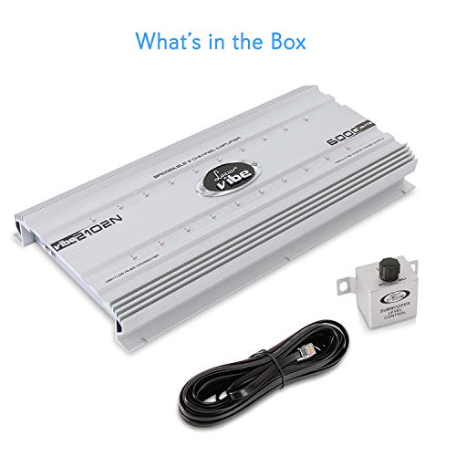 Lanzar 2 Channel Car Stereo Amplifier - 6,000 Watt Dual Channel Bridgeable w/ Subwoofer Bass Control, High Power MOSFET, RCA Inputs, LED Indicators -VIBE2102N
