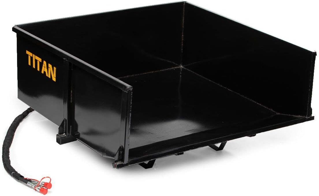 Titan Attachments 30 Cu. FT Quick Hitch Compatible Hydraulic Dump Box, Category 1, 3-Point, Landscaping Attachment