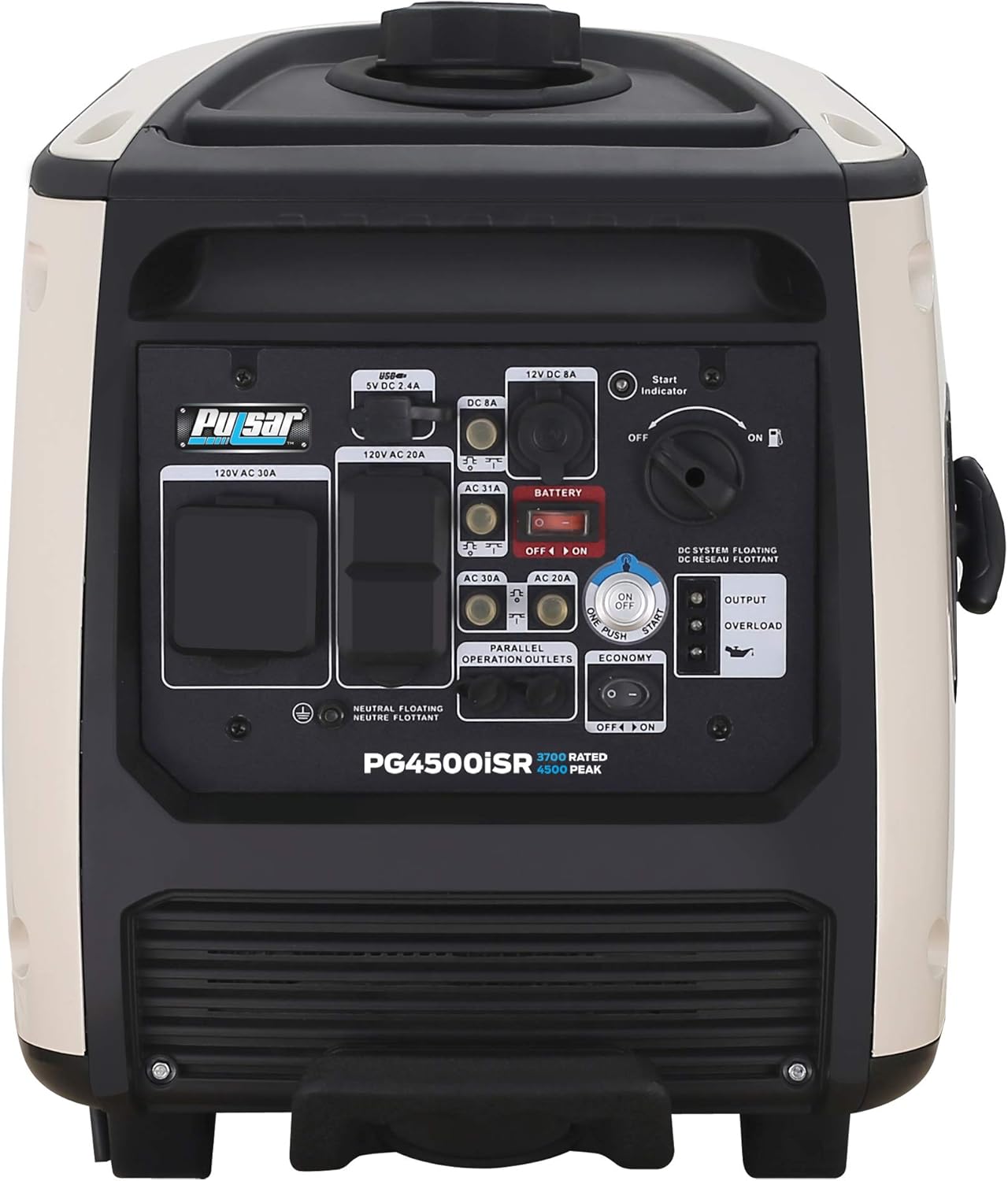 Pulsar 4500W, Portable Quiet Remote Start & Parallel Capability , CARB Compliant Inverter Backup Generator, PG4500iSR, White, RV ready