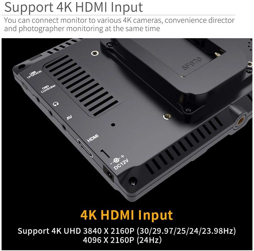 FEELWORLD FW759 7 Inch DSLR Camera Field Monitor HD Video Assist Slim IPS 1280x800 4K HDMI 1080p with Sunshade