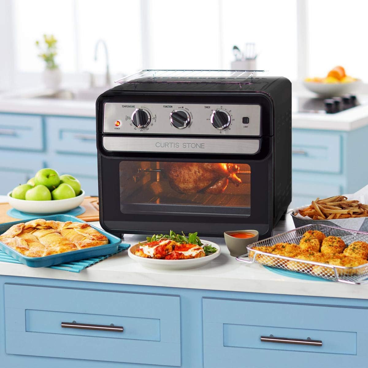 Curtis Stone Dura-Electric 1700-Watt 22L Air Fryer Oven w/Rotisserie Model 698-469 (Black) (Renewed)