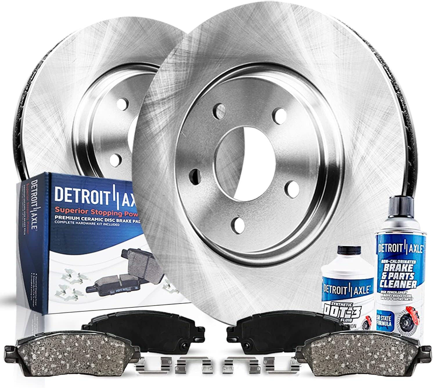 Detroit Axle - Front Brake Kit for Chevrolet Equinox Impala Malibu GMC Terrain Buick LaCrosse Regal Allure Saab 9-5 Disc Brake Rotors Replacement Ceramic Brakes Pads: 12.64" inch Rotor