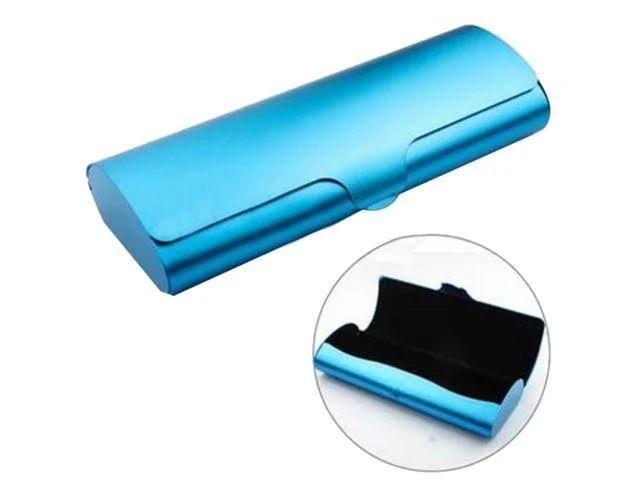 Matte Slim Hard Metal Glasses Protection Reading Eyeglasses Case Spectacles Box, Blue