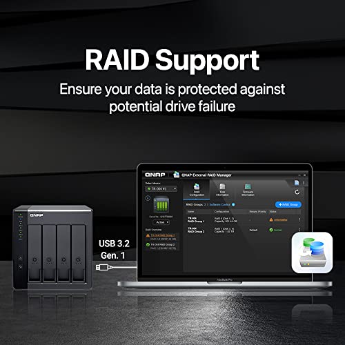QNAP TR-004 4 Bay USB Type-C Direct Attached Storage (DAS) with hardware RAID (Diskless)