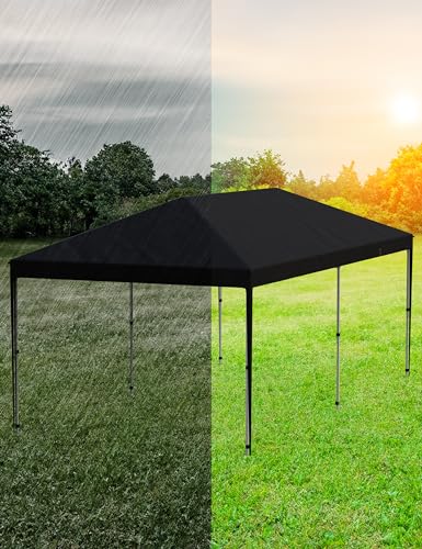 10'x 20' Pop up Canopy Tent with 210D Oxford Fabric, Portable Instant Commercial Canopy Including 4Pcs Sidewalls 12 Stakes 6 Ropes 6 Sandbags for Farmers' Market, Wedding Event, Outdoor, Camping-Black
