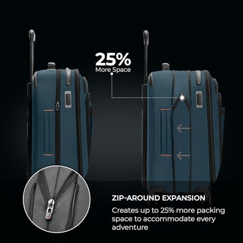 Briggs & Riley Domestic 22" Carry On Expandable Spinner - Luggage for Travel, Suitcases with Wheels, Softside Rolling Bag for Men & Women, Self-Repairing Zipper - ZDX Collection, Black