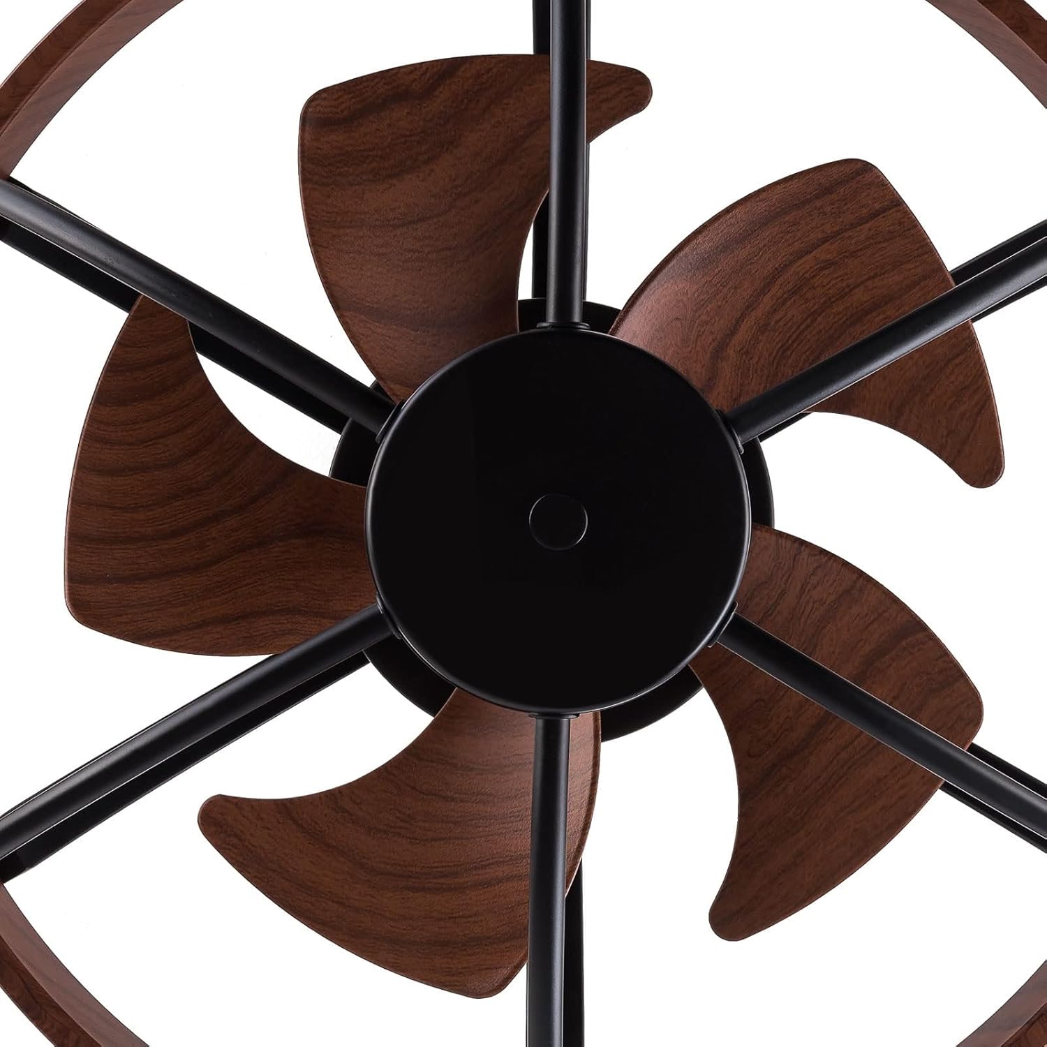 OUKANING Farmhouse Enclosed Ceiling Fan with Light Remote Control, Rustic Chandelier Fandelier with Lights, Reversible Modern Industrial Black Cage Ceiling Light Fixture（22 inches）