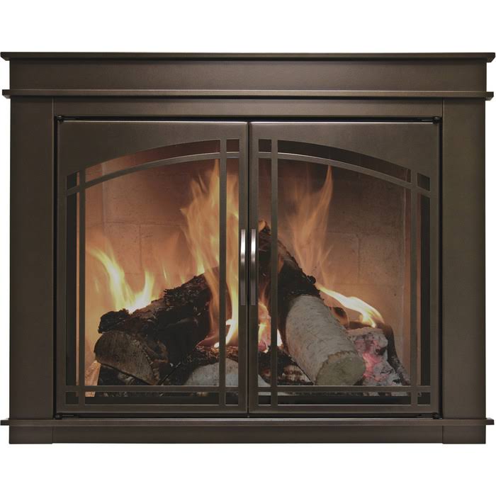 Pleasant Hearth Cabinet Style Fireplace Glass DOOR, Fenwick, Rubbed Bronze, Small