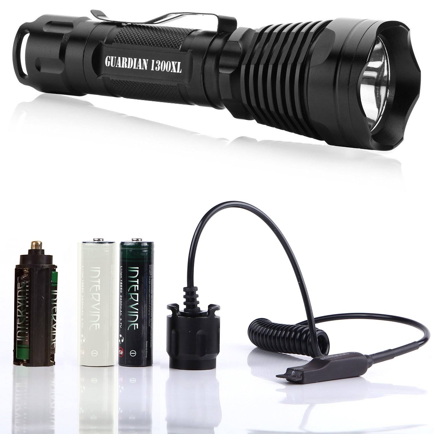 Supernova Guardian 1300XL Professional Series Ultra Bright Rechargeable Tactical LED Flashlight with Remote Pressure Switch and