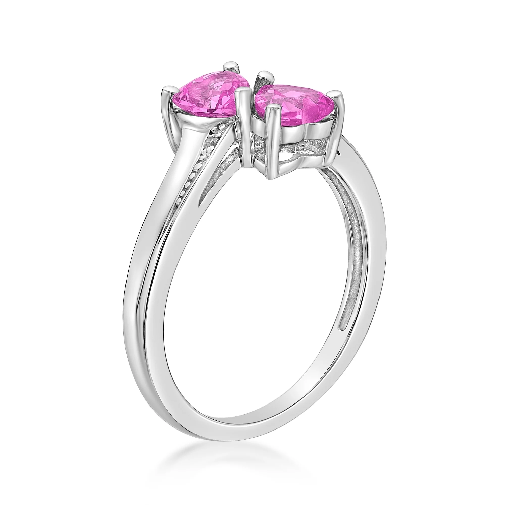1.10 Ct Heart Pink Sapphire and Diamond Accent 925 Sterling Silver Ring Size 7
