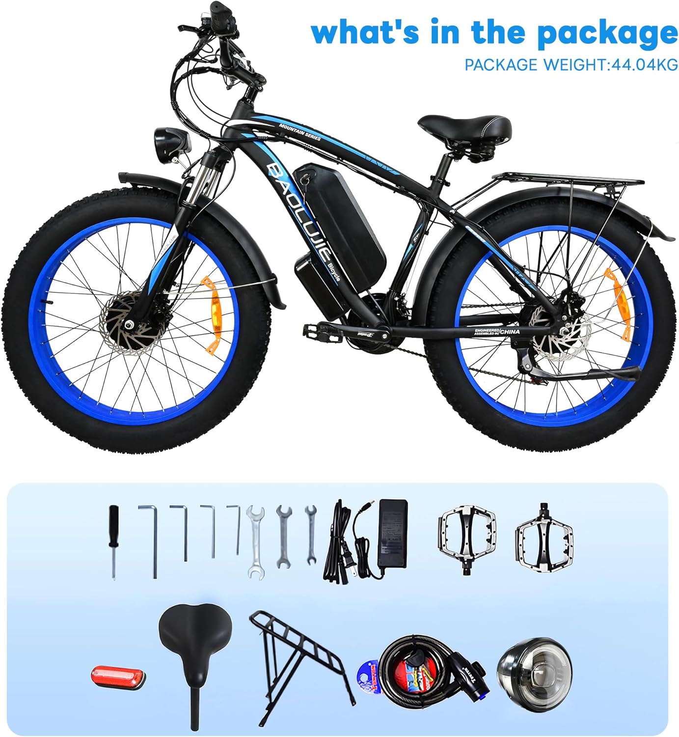 Two 2000W Electric Bikes for Adults with 48V 20Ah Removable Batteries Shi-Mano 21 Speed 80Miles 35MPH Ebike with Lockable Fork Suspension Hydraulic Disc Brake(Blue + Blue)