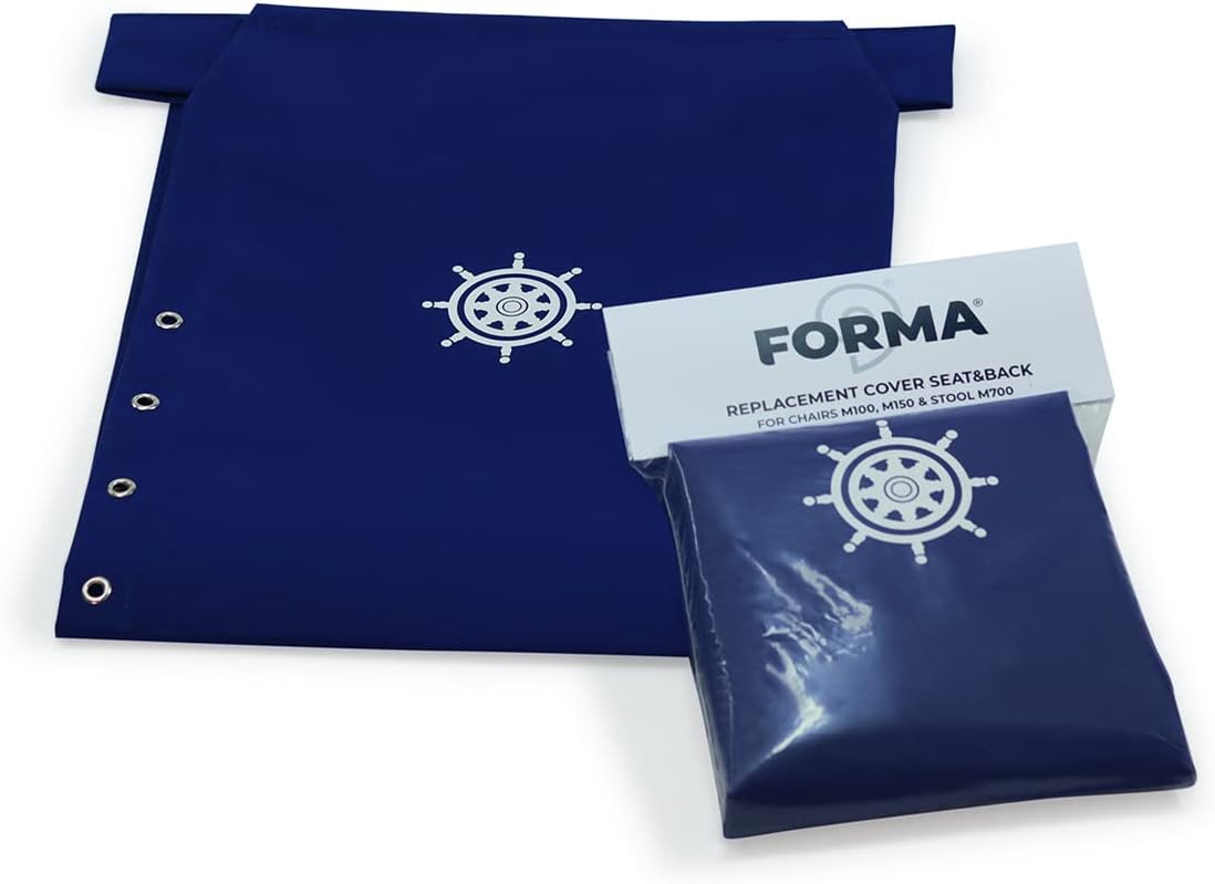 Forma Marine Boat Chairs High Back Blue Deck Folding Marine Aluminum Teak Furniture Set of 2 M150B