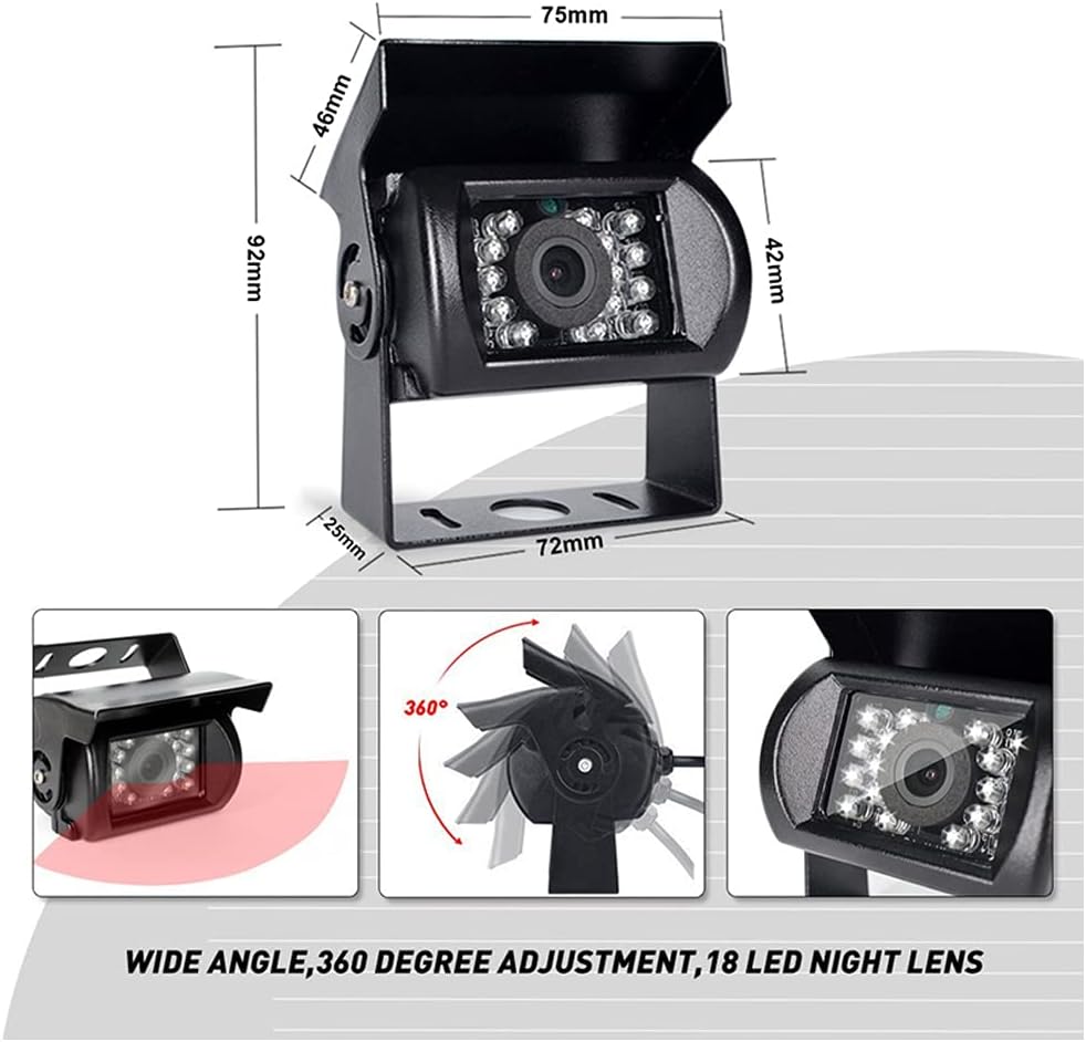 HD Backup Camera Kit 7 Inch LCD Rear View Camera Monitor, P67 Waterproof Night Vision, Easy Installation Back up Rearview Cam for Trucks, RVs, Trailers, Bus, Harveste, Pickup, Motor Home, Van ect.